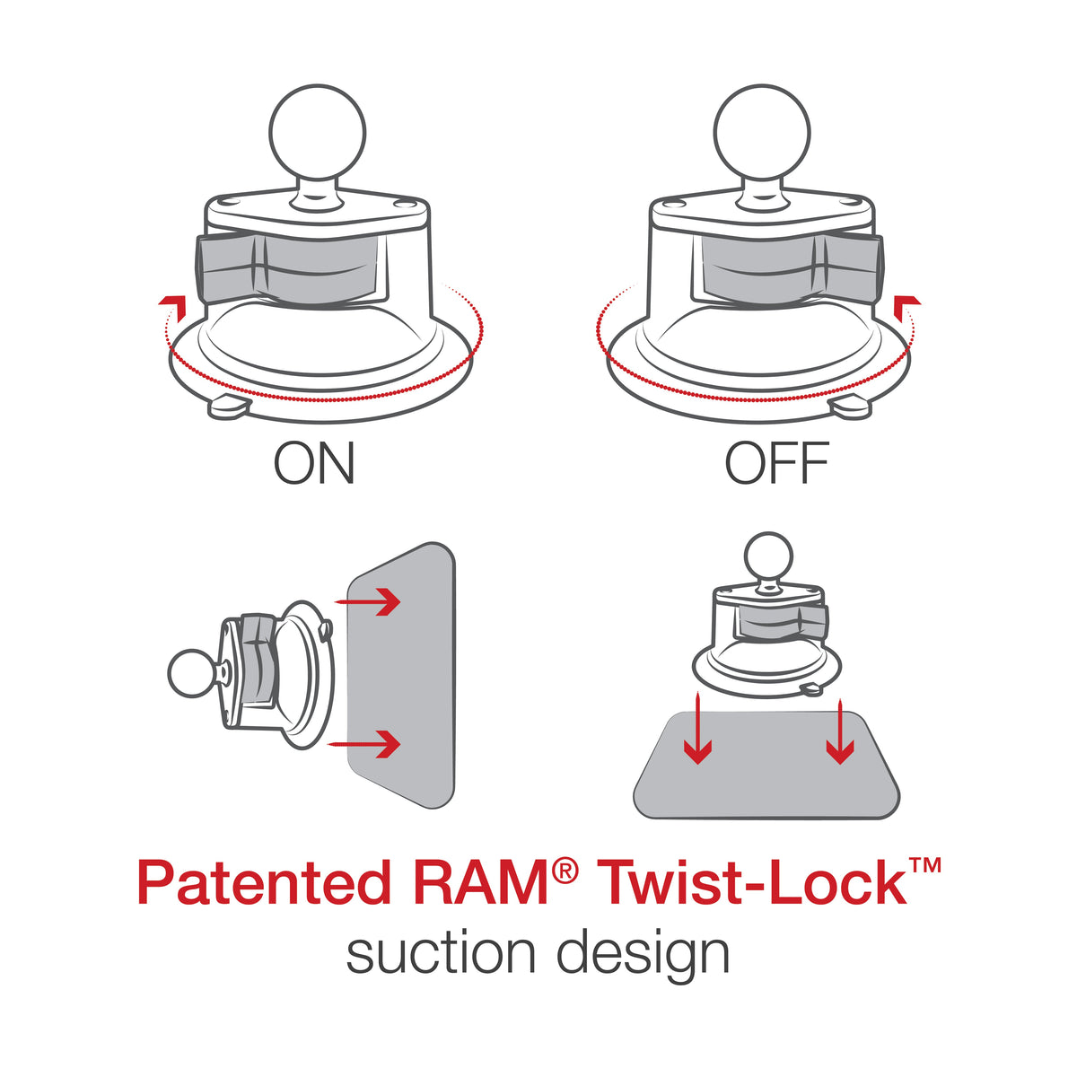 RAM Long Arm Suction Mount w Large X-Grip (RAM-B-166-C-UN10U)