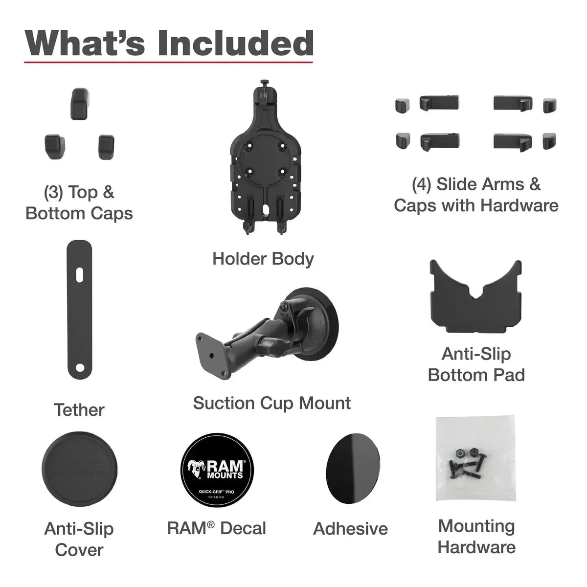 RAM Quick-Grip Pro Phone Mount w Twist-Lock Suction Cup (RAM-B-166-PD5U)