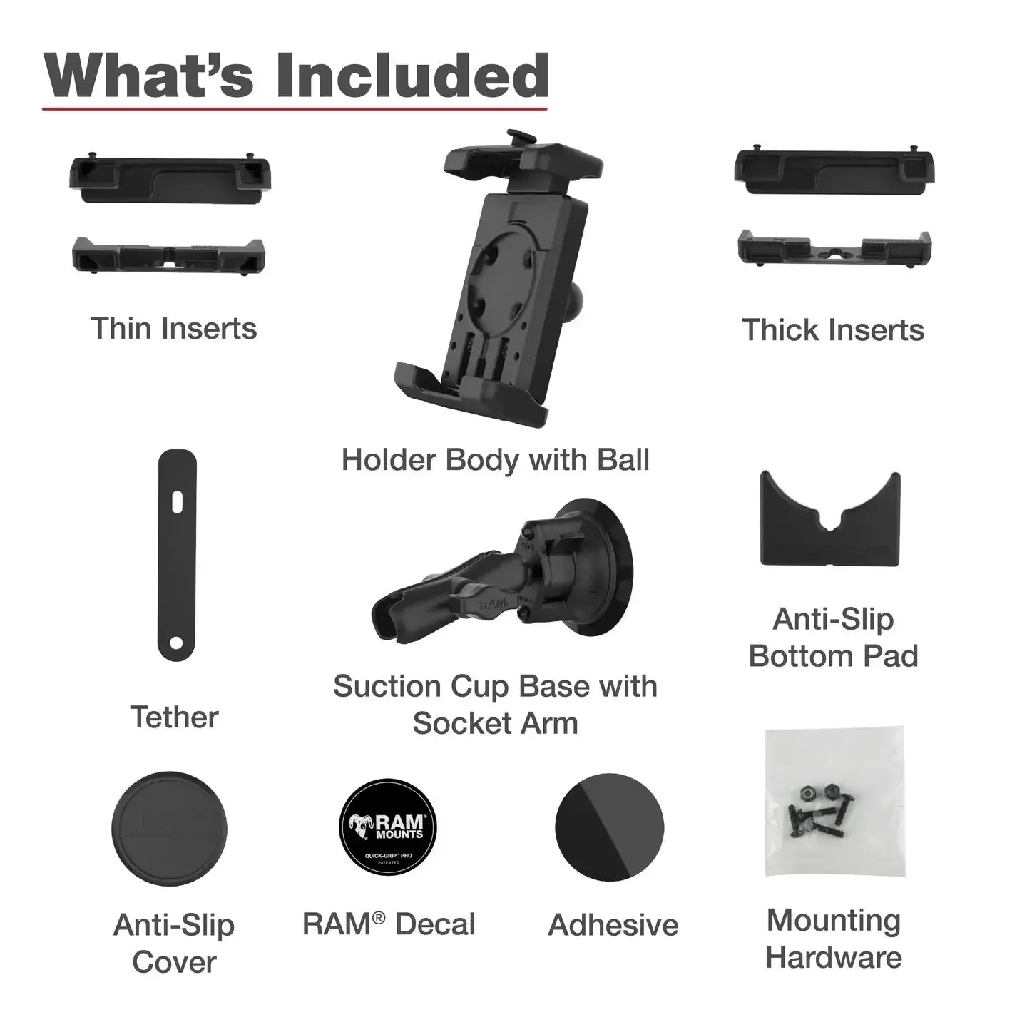 RAM Quick-Grip Pro XL Phone Mount w Suction Cup (RAM-B-166-PD7U)