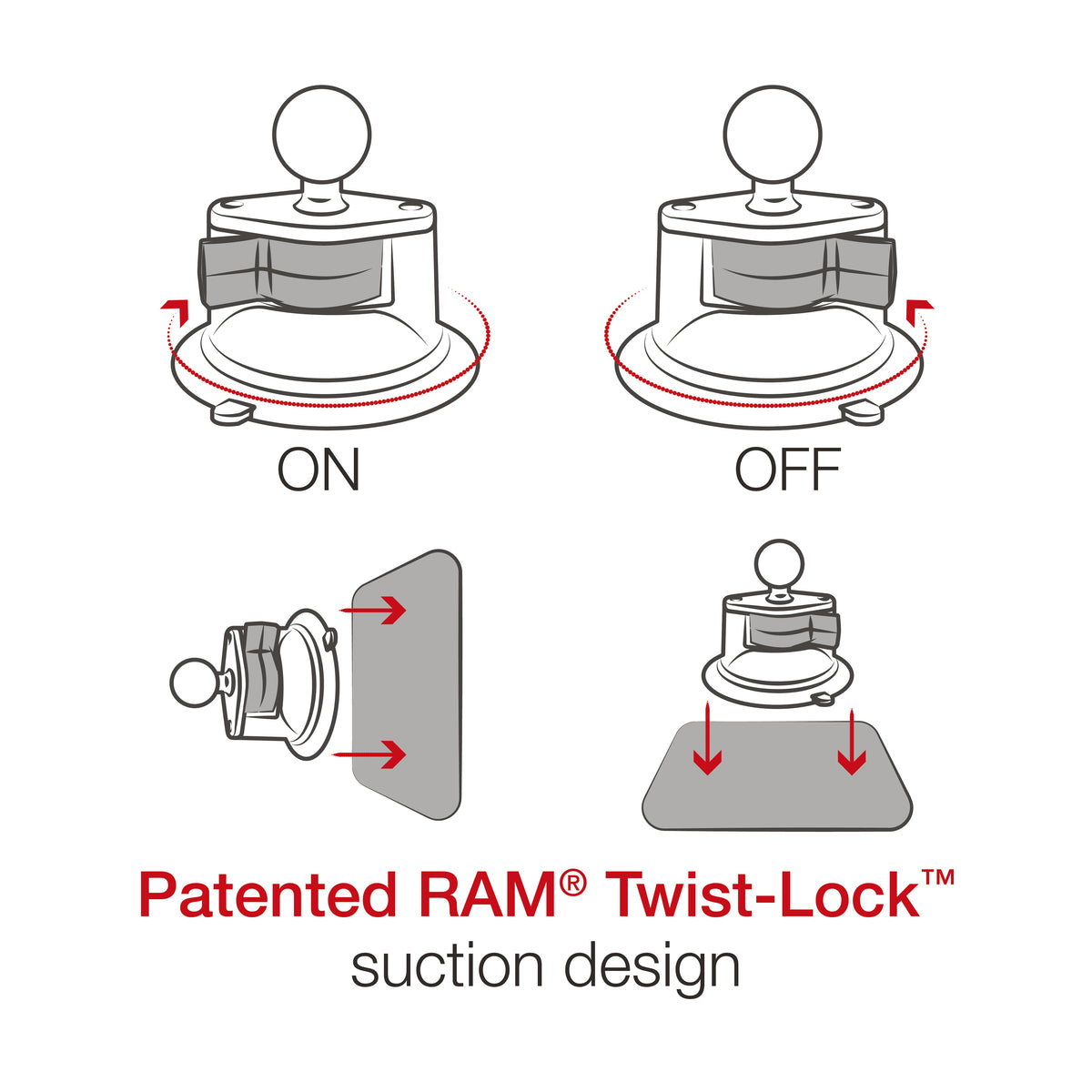 RAM Twist-Lock Suction Mount w Large X-Grip (RAM-B-166-UN10U)
