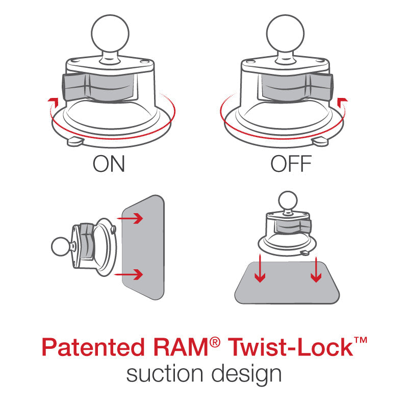 RAM Suction Cup Mount w Long Arm &amp; Diamond Adapter (RAM-B-166U-C)