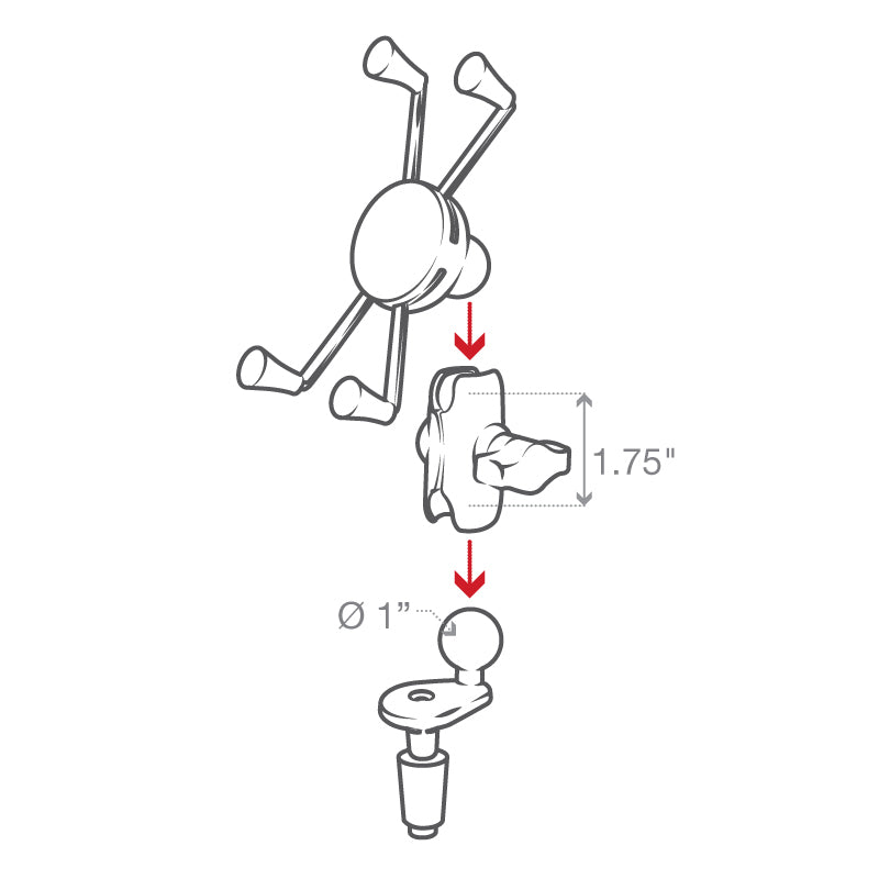 RAM Fork Stem Mount w Large X-Grip Phone Cradle (RAM-B-176-A-UN10U)