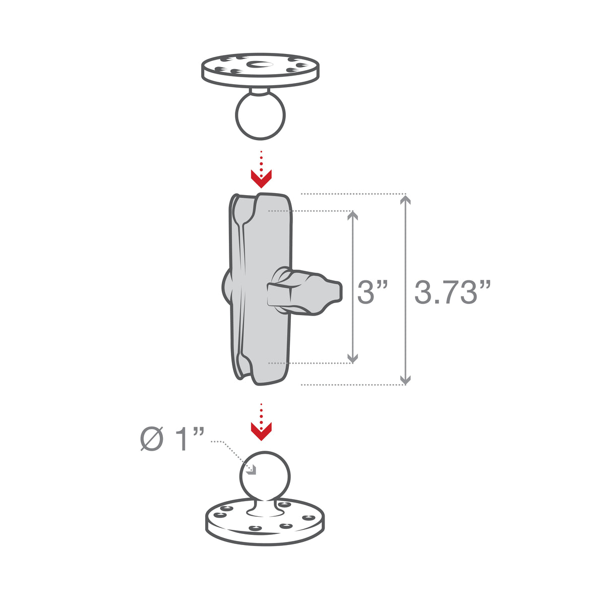 RAM Standard Double Socket Clamp Arm B Size (RAM-B-201U)