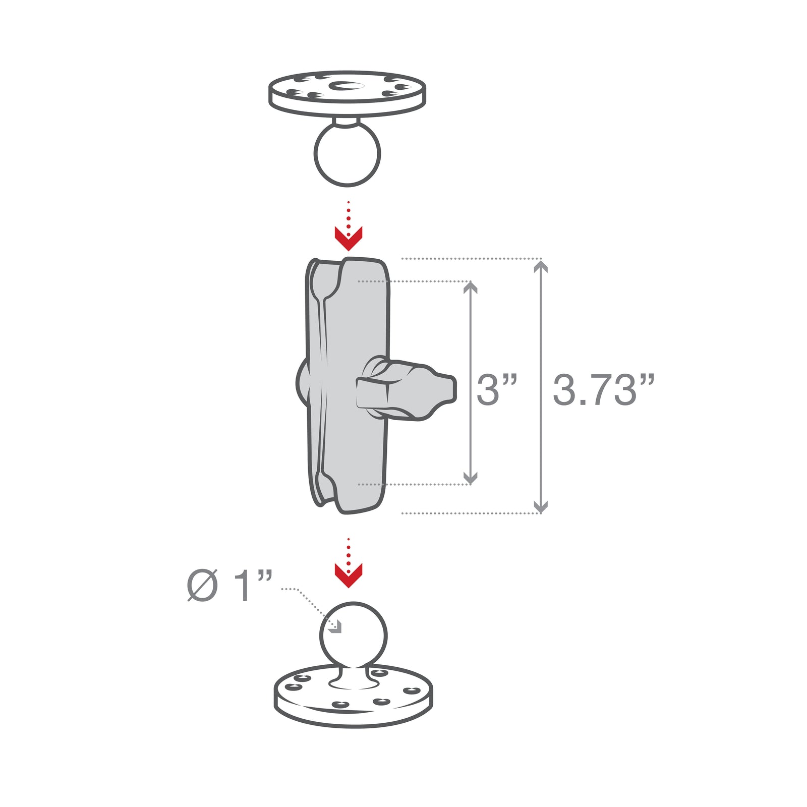 RAM Standard Double Socket Clamp Arm B Size (RAM-B-201U)