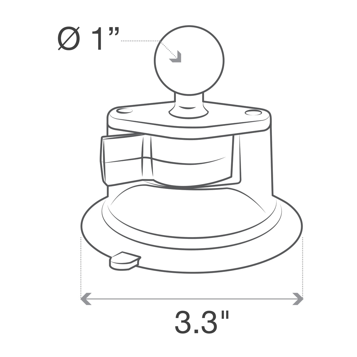 RAM Suction Cup Base w 1" Ball (RAM-B-224-1U)
