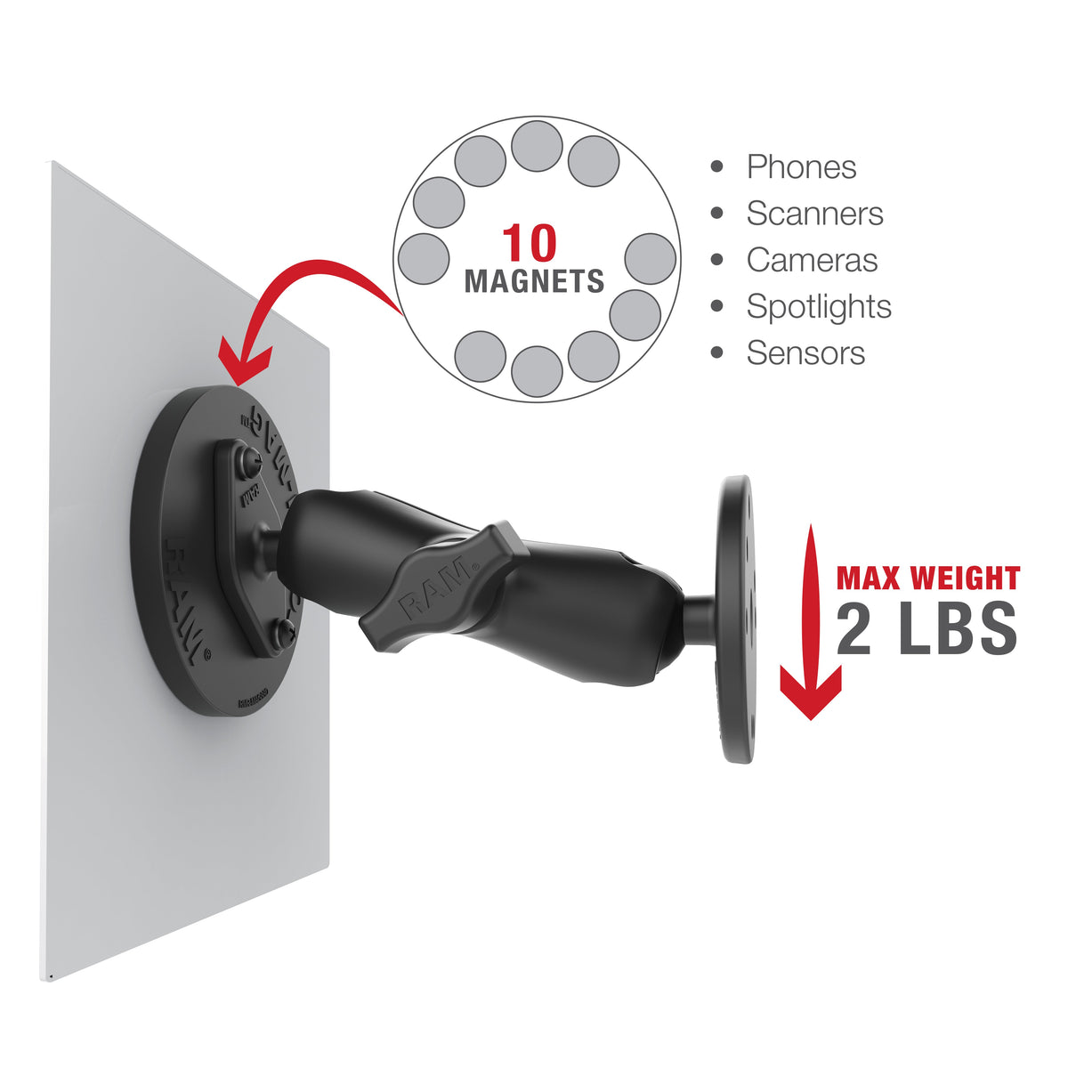 RAM Tough-Mag B-Size 88MM Diamond Ball Base (RAM-B-238-MAG88U)