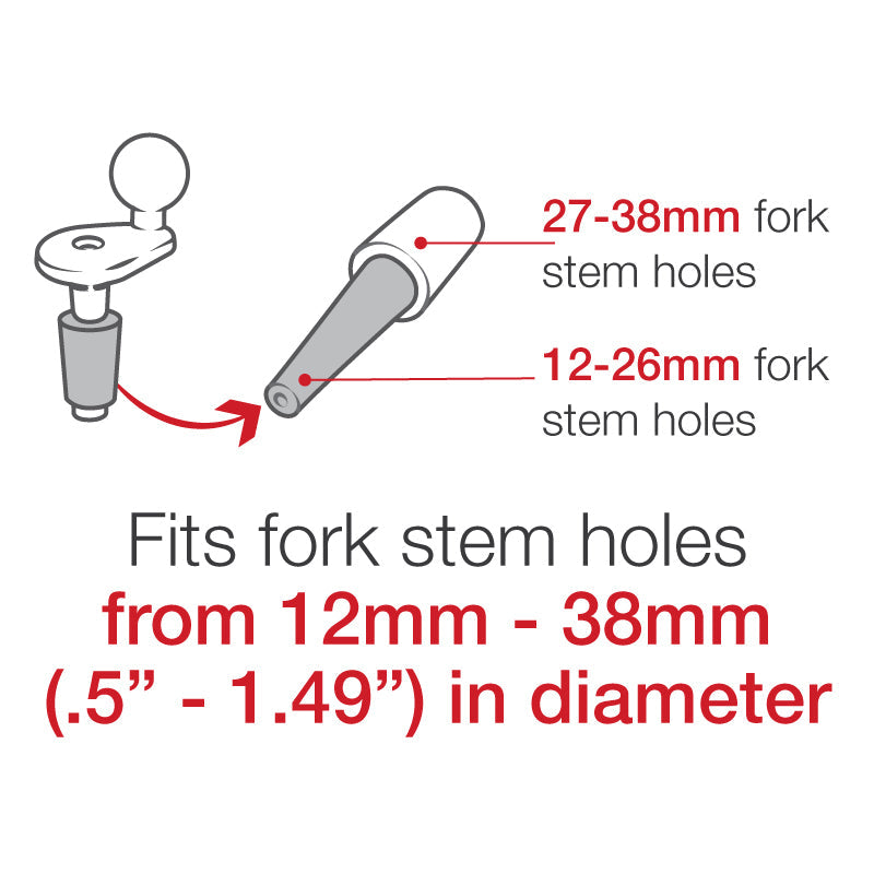 RAM Motorcycle Fork Stem Base w 1" Ball (RAM-B-342U)