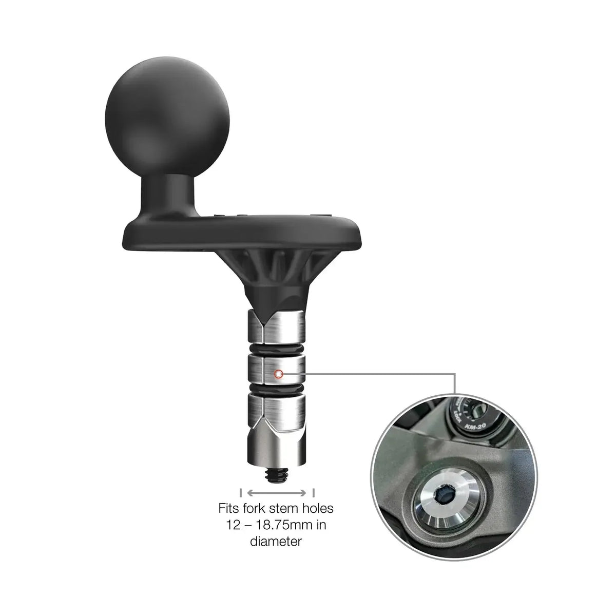 RAM Motorcycle Fork Stem Wedge Ball Base - 12-18mm Holes (RAM-B-342W-1U)
