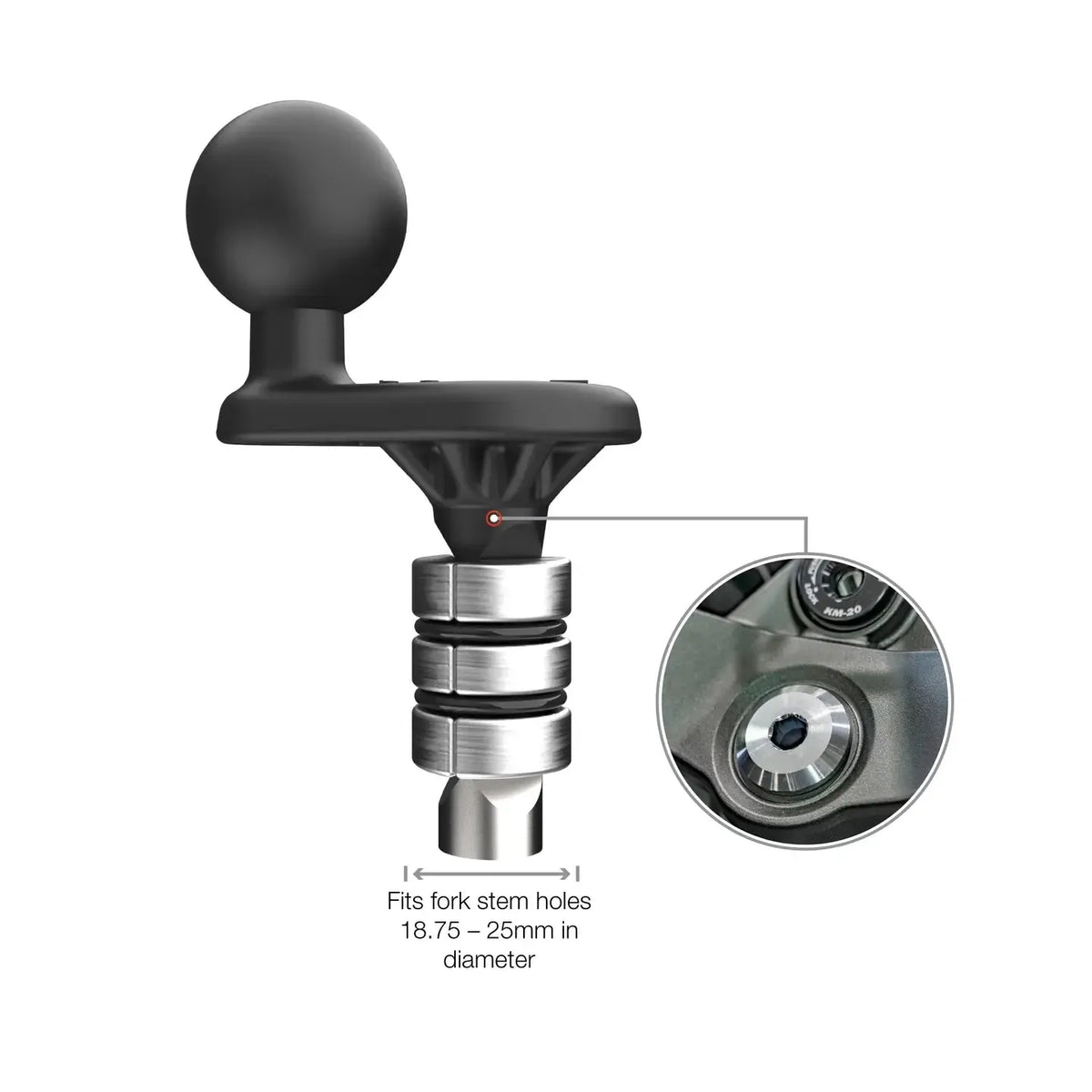 RAM Motorcycle Fork Stem Wedge Ball Base - 19-25mm Holes (RAM-B-342W-2U)