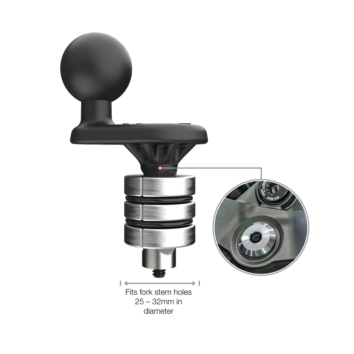 RAM Motorcycle Fork Stem Wedge Ball Base - 25-32mm Holes (RAM-B-342W-3U)