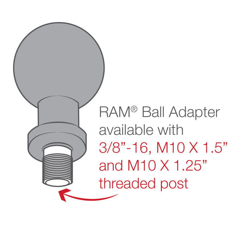 RAM Ball with M10 X 1.5" Male Thread (RAM-B-349-1U)