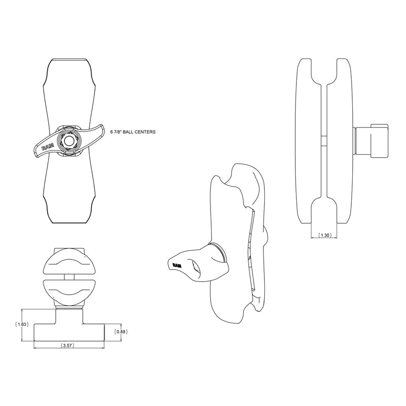 RAM Standard Clamp Arm D Size 2.25" (RAM-D-201U)