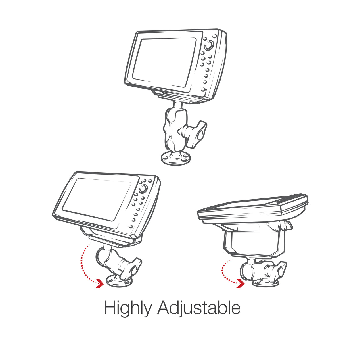 RAM D Ball Mount Humminbird Helix 9, 10 &amp; 12 (RAM-D-202-25-C-202U)