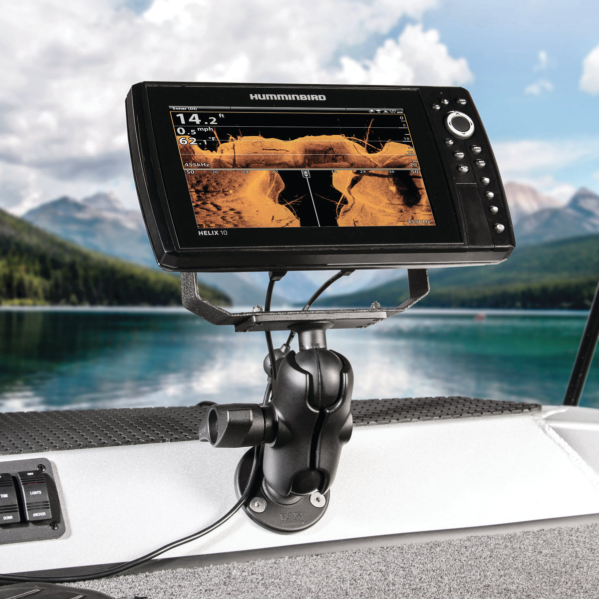 RAM D Ball Mount Humminbird Helix 9, 10 &amp; 12 (RAM-D-202-25-C-202U)