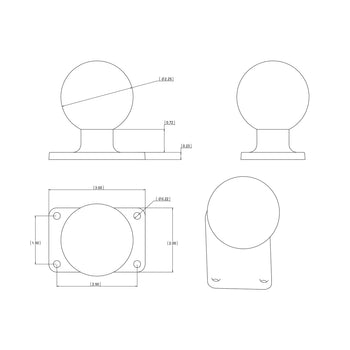 RAM D Ball with 1.5" x 2.5" 4-Hole Pattern (RAM-D-202U-23) - Modest Mounts