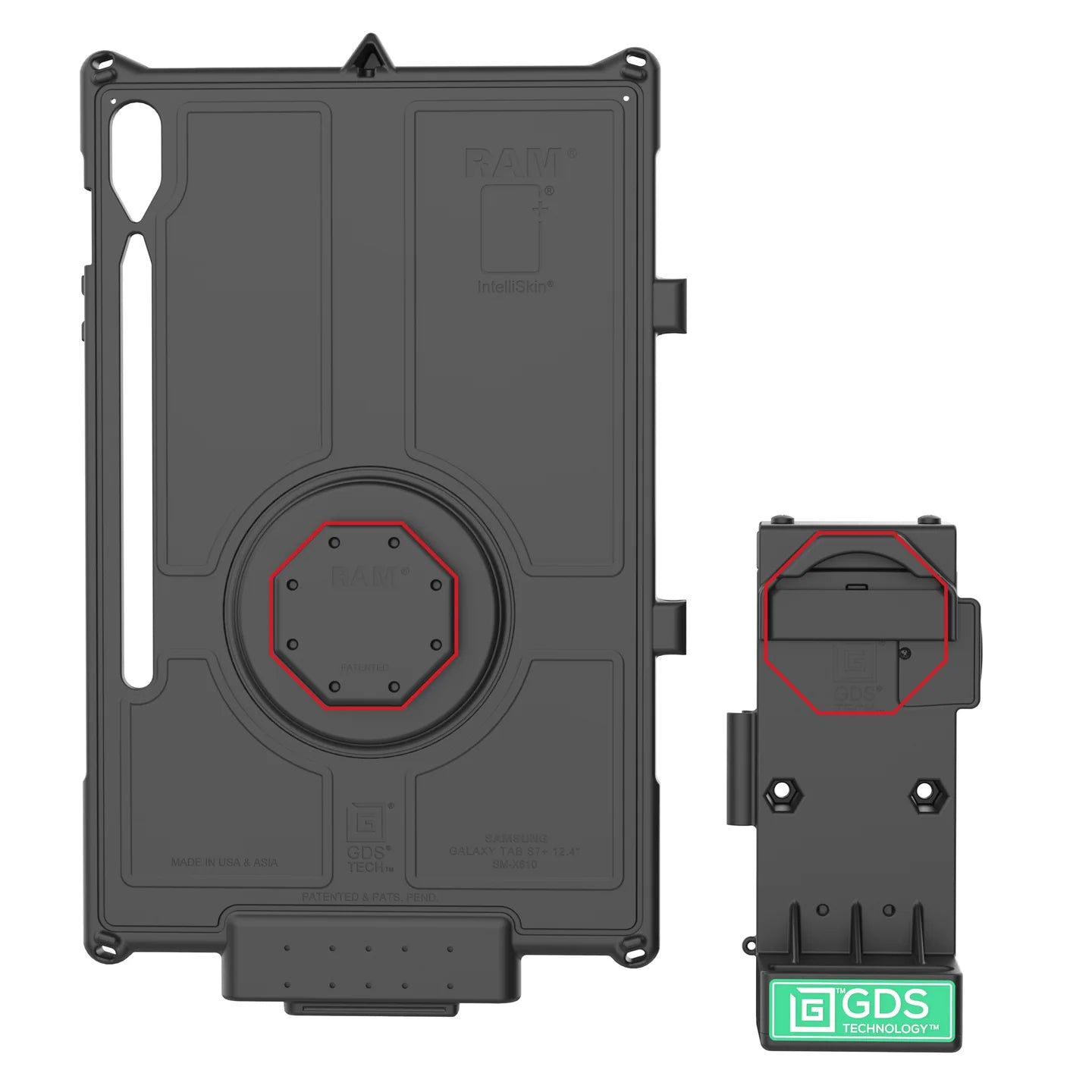 RAM GDS Uni-Conn Non-Locking Spring Loaded Powered Dock (RAM-GDS-DOCK-V12-U1CPU)
