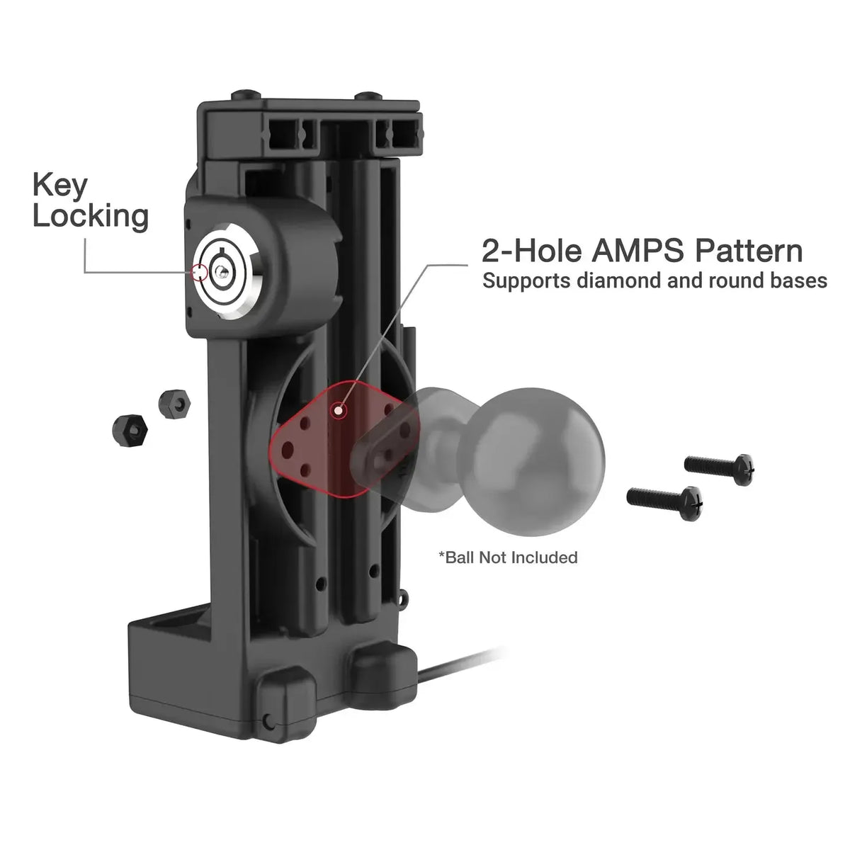 RAM GDS Uni-Conn Locking Spring Loaded Powered Dock (RAM-GDS-DOCKL-V12-U1CPU)