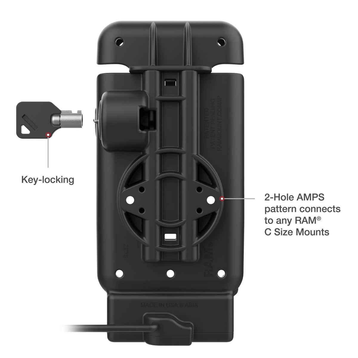 RAM GDS Powered Locking Vehicle Dock for Honeywell CT37 with IntelliSkin® (RAM-GDS-DOCKL-V15-CU)