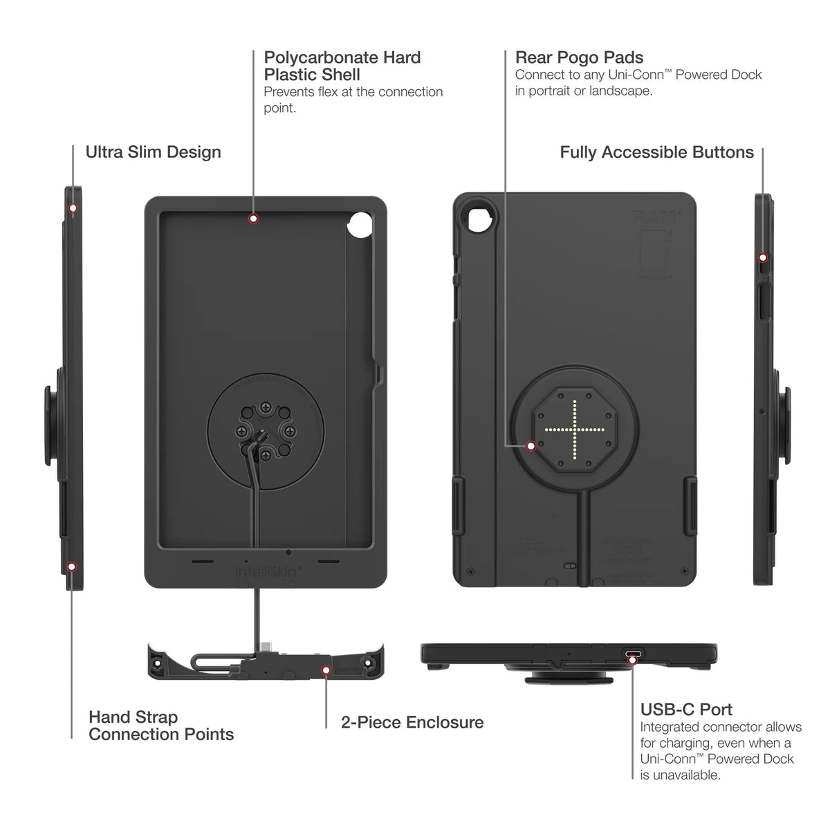 RAM IntelliSkin Thin-Case for Samsung Tab A9+ (Rear Pogo Pads) (RAM-GDS-SKIN-SAM88-TCB)