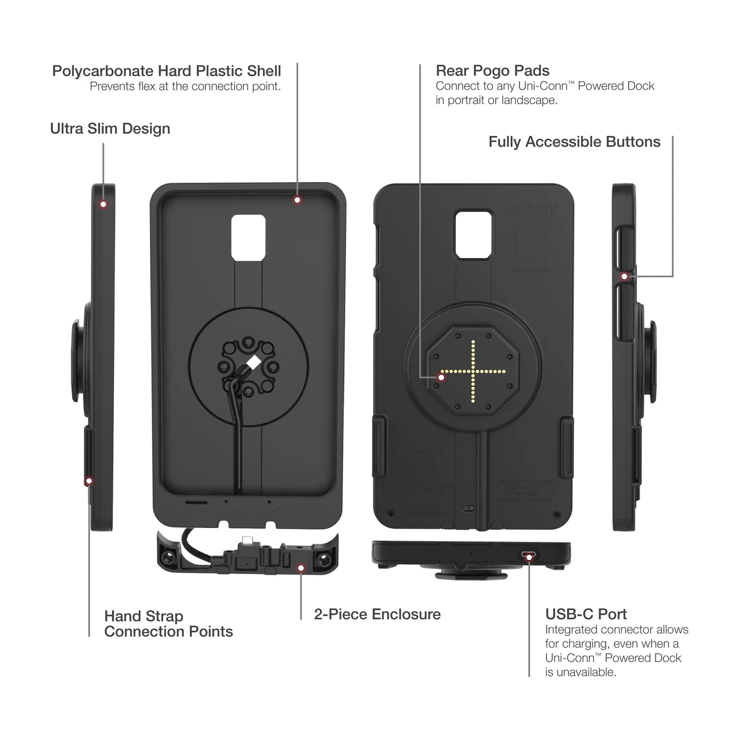 RAM IntelliSkin Thin-Case for Tab Active5 & Active3 - Rear Pogo Pads (RAM-GDS-SKIN-SAM93-TCB)