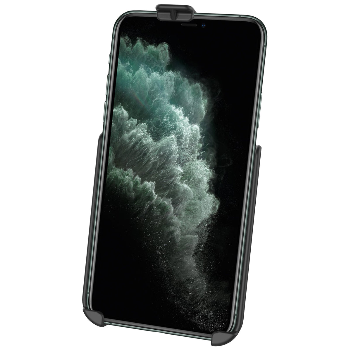 RAM-HOL-AP30U cradle shown with iPhone 11 Pro Max; phone not included