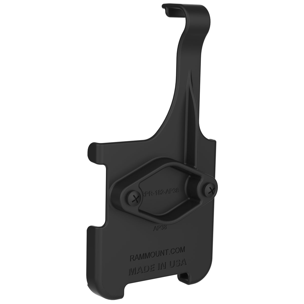 RAM-HOL-AP38U form-fit iPhone cradle, rear mounting-hole view