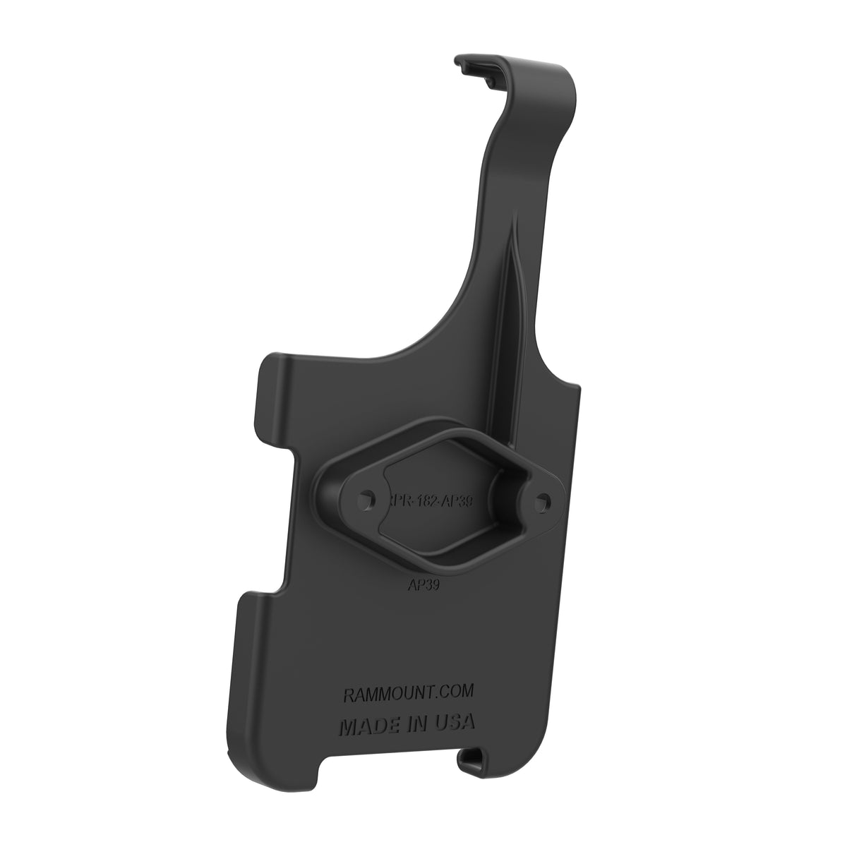 RAM-HOL-AP39-1U form-fit iPhone cradle, rear mounting-hole view