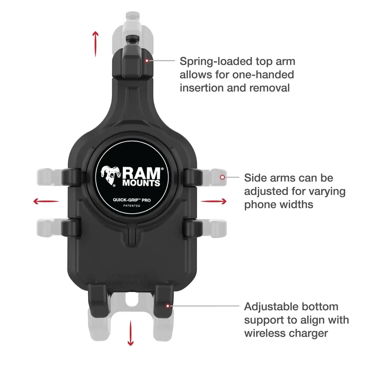 RAM Quick-Grip Pro Phone Holder with Ball & Vibration Damper (RAM-HOL-PD5BVU)