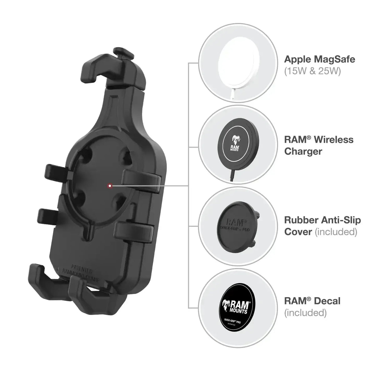 RAM Quick-Grip Pro Phone Holder with Ball &amp; Vibration Damper (RAM-HOL-PD5BVU)