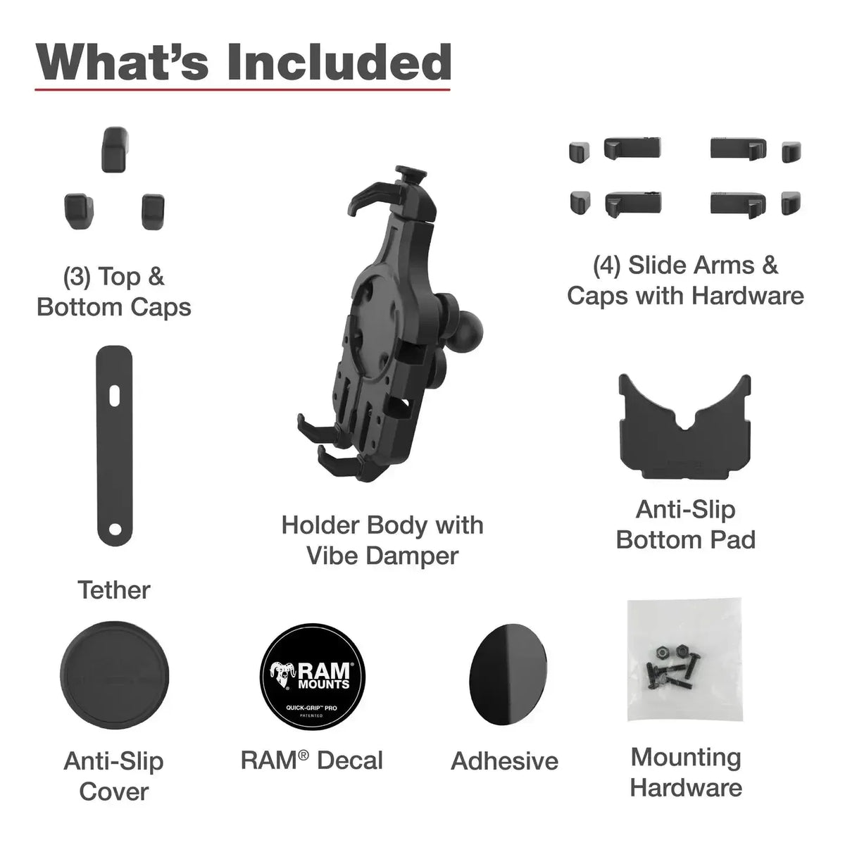 RAM Quick-Grip Pro Phone Holder with Ball &amp; Vibration Damper (RAM-HOL-PD5BVU)