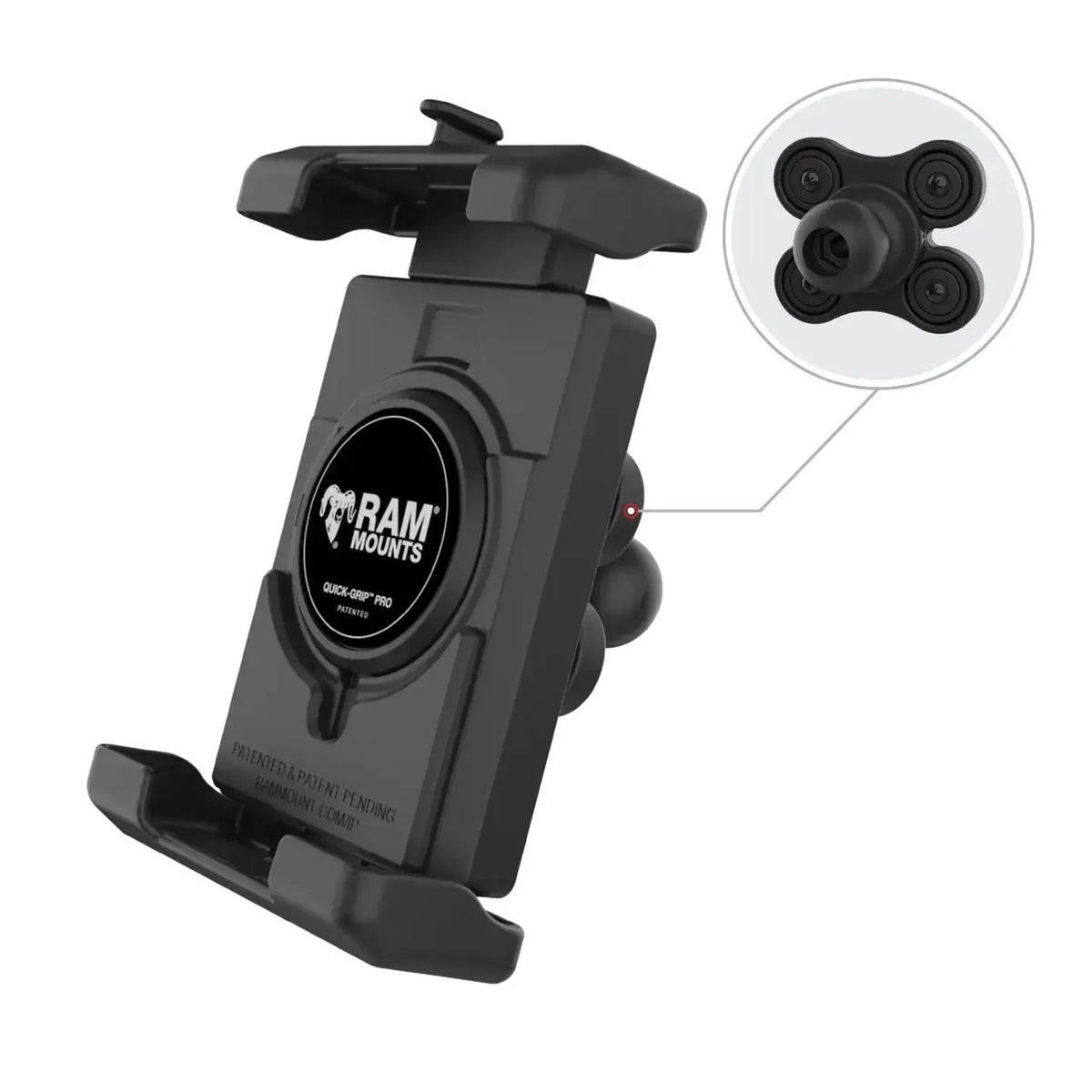 RAM Quick-Grip Pro XL Phone Holder w Ball & Vibration Damper (RAM-HOL-PD7BVU)