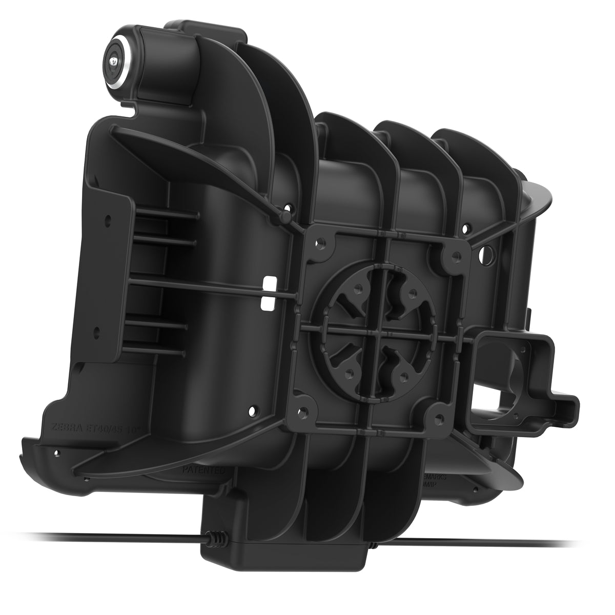 Rear dock view showing mounting patterns and cable exits.