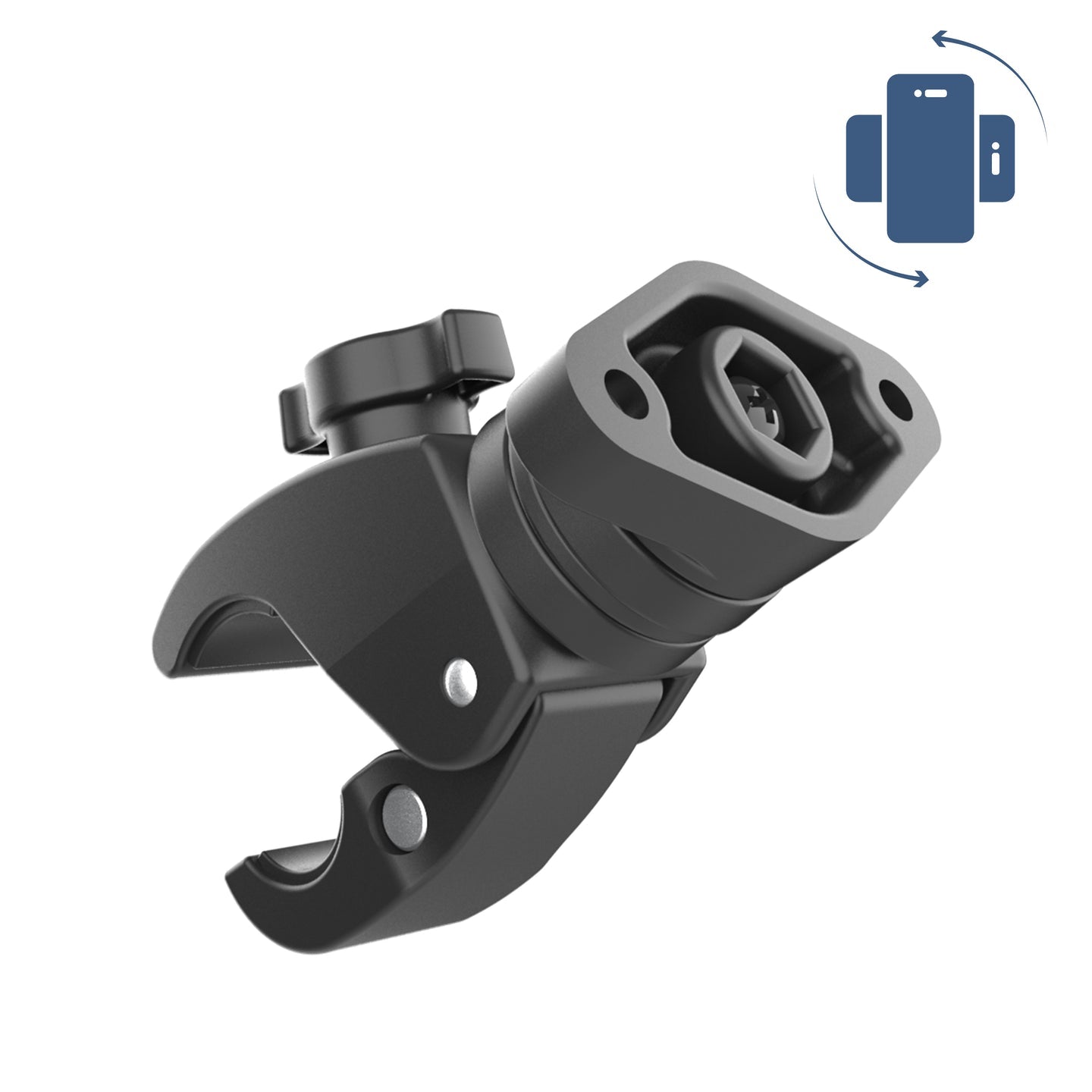 RAM RAP-400-1RU rotating Tough-Claw small clamp and two-hole diamond adapter with rotation symbol