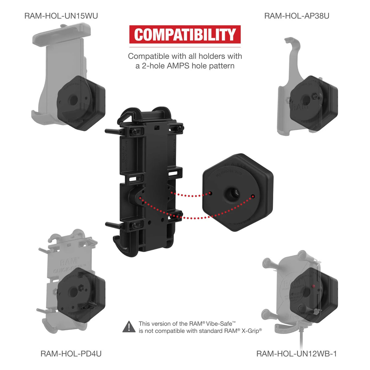 RAM Vibe-Safe with NPT Adapter for 2-Hole Holders (RAP-462NPT)