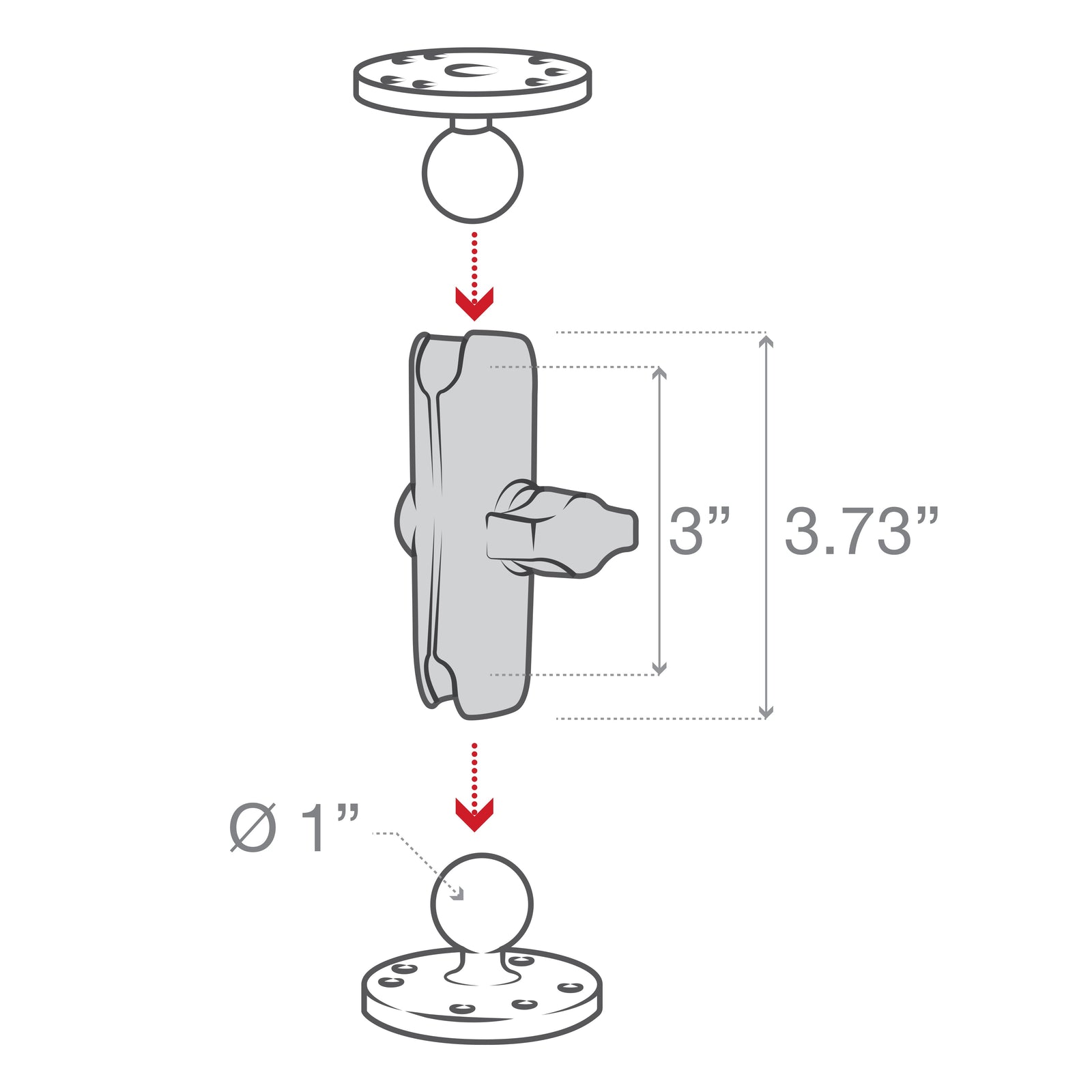 RAM Standard Composite Clamp Arm B Size (RAP-B-201U)