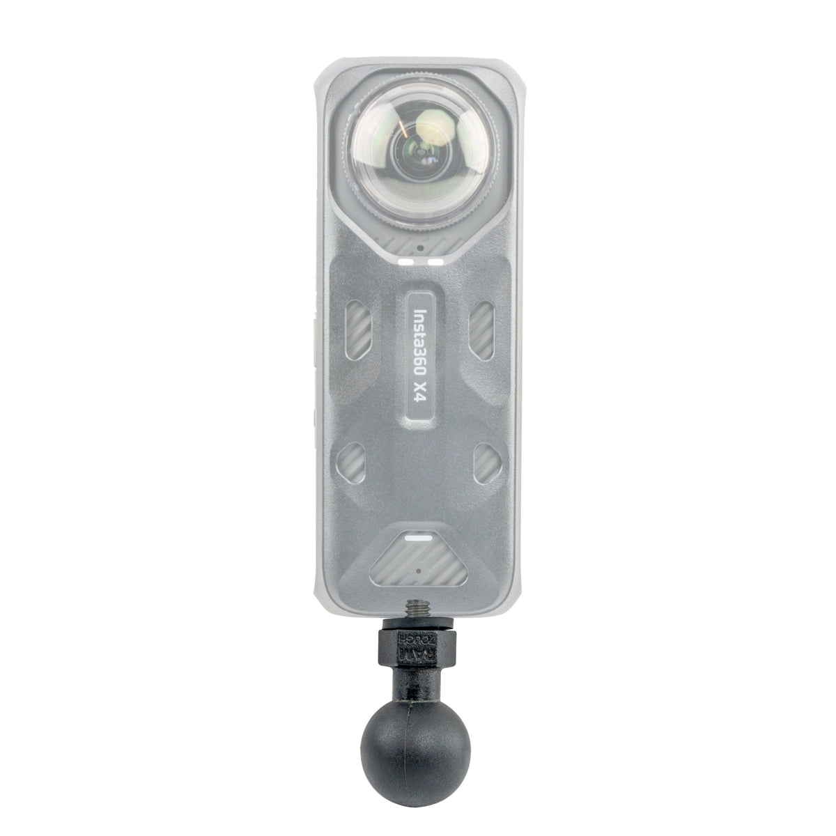RAP-B-379U-252025-RW adapter shown beneath translucent insta360 x4; Camera shown for illustration only; not included.