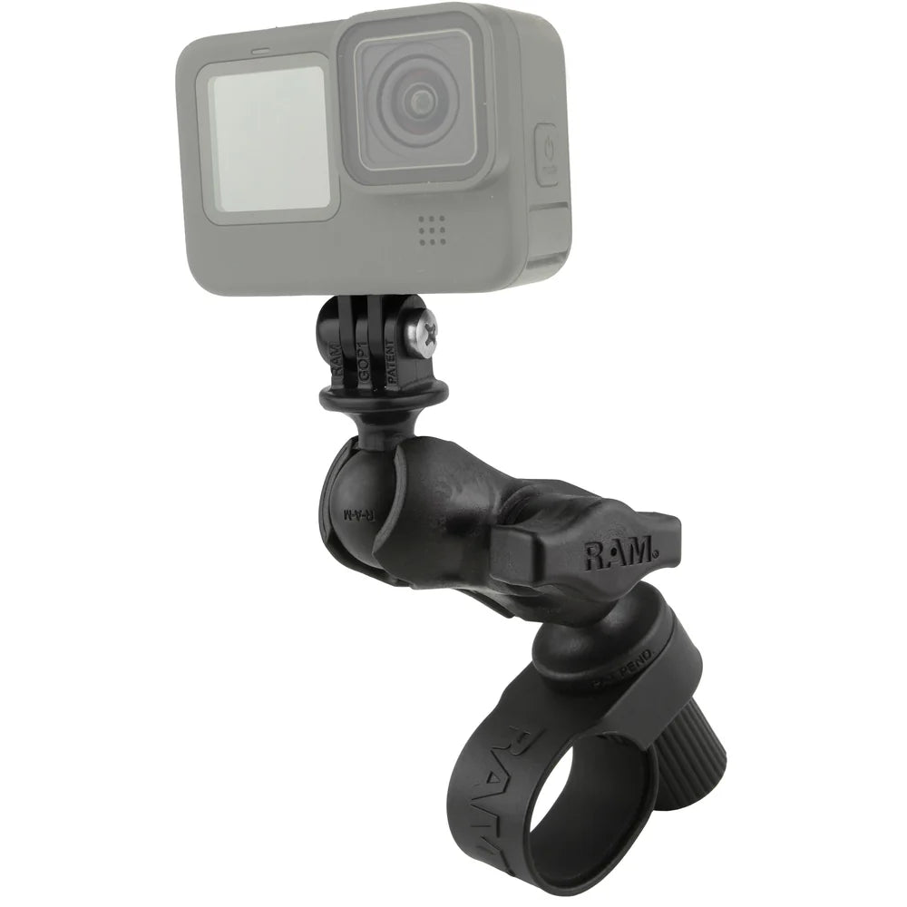 RAM Tough-Strap handlebar mount with short B-size arm and GoPro adapter; mount only