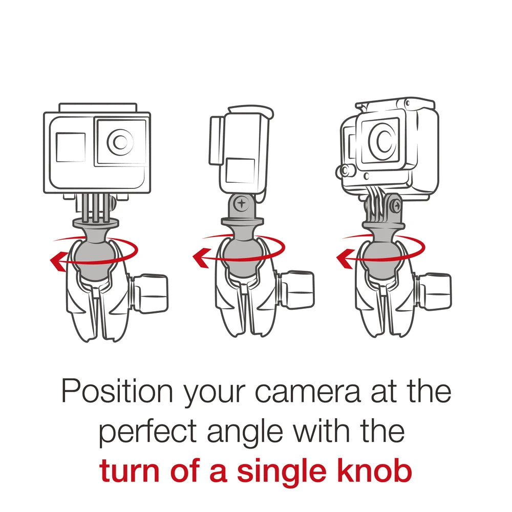 RAM Tough-Strap GoPro handlebar mount assembly; camera shown is not included
