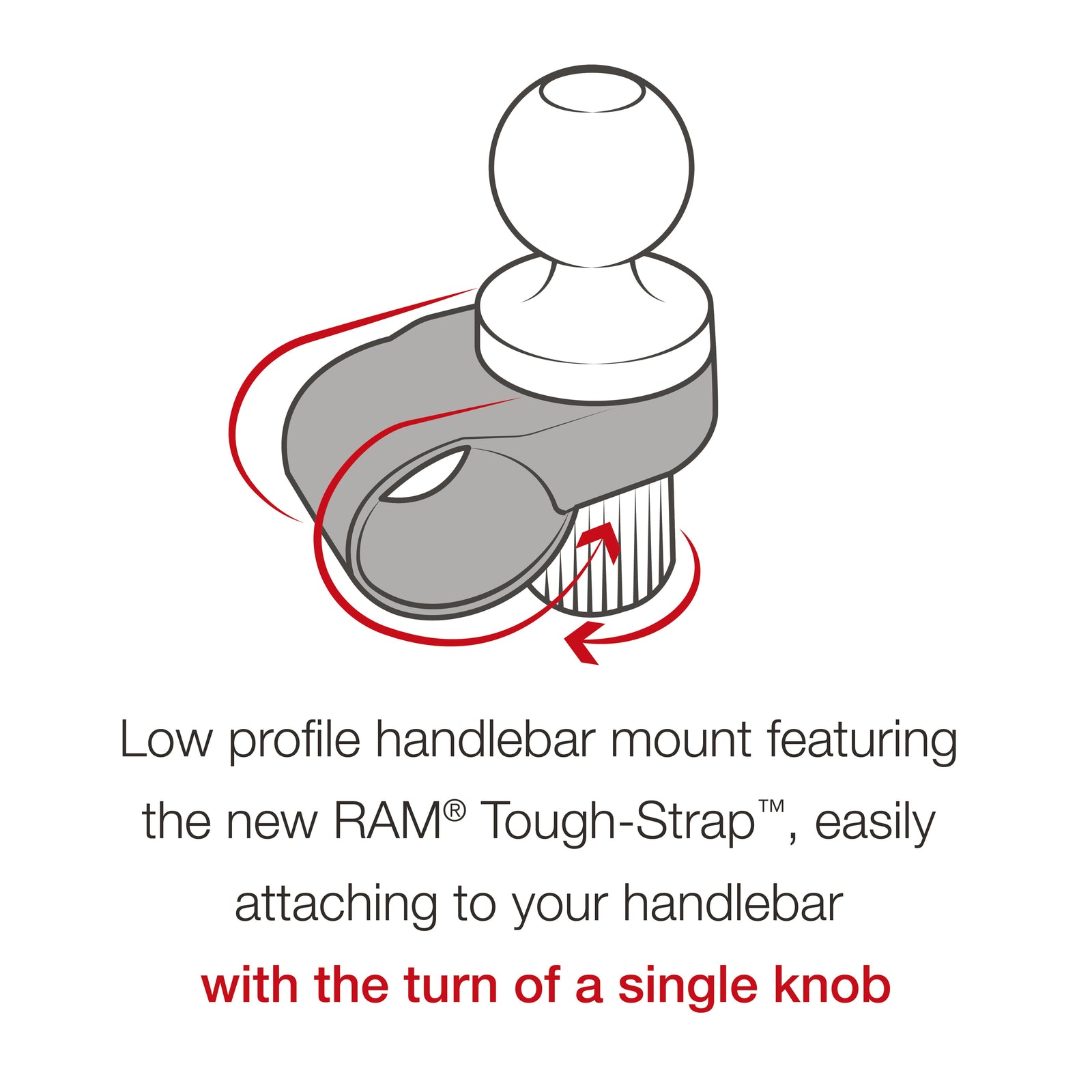 RAM manufacturer illustration of Tough-Strap knob tightening