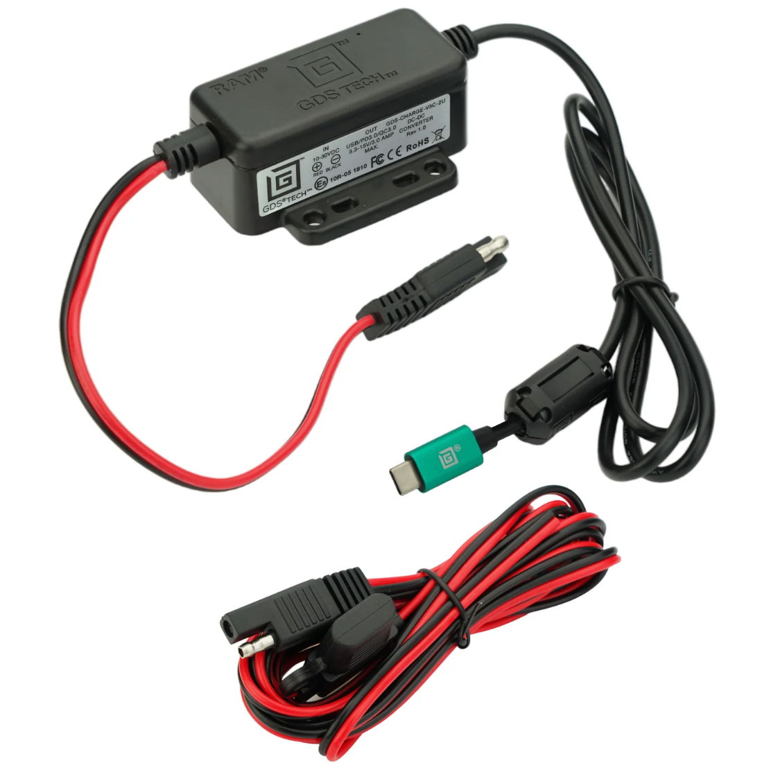 RAM GDS Modular 10-30V Power Delivery Charger Cable w Male USB Type-C (RAM-GDS-CHARGE-V3C-2U)