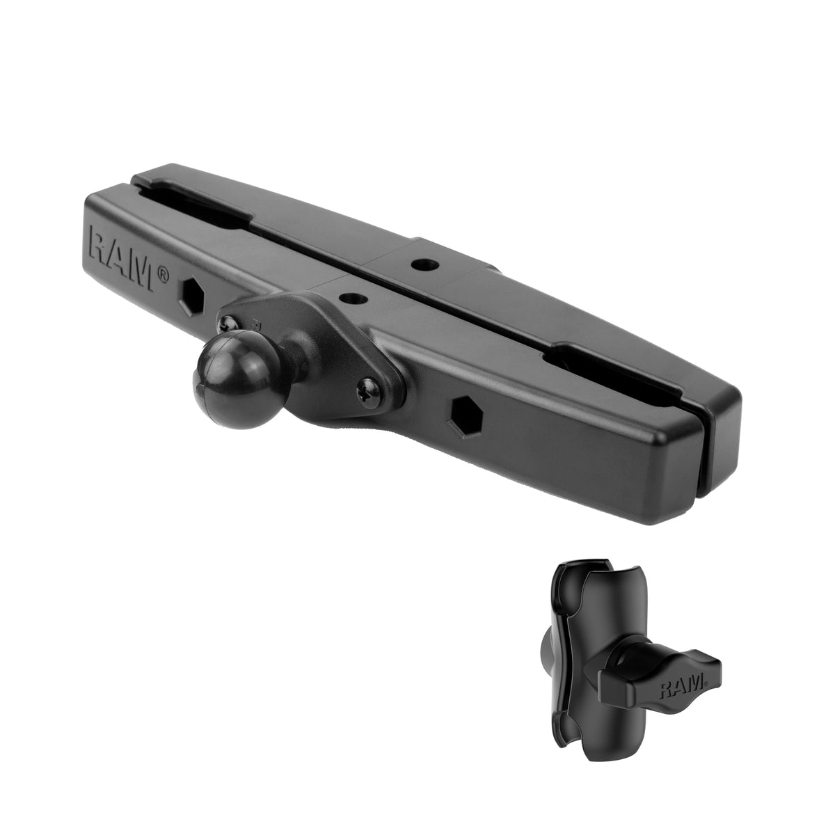 Original manufacturer component images arranged together on white: 1 × RAM-B-469U, 1 × RAM-B-201U-A. Components are shown separately; no device holder included.