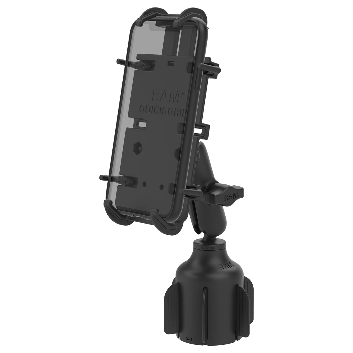 RAM Quick-Grip XL Phone Stubby Cup Holder Mount Bundle (RAP-B-299-4-PD4U) assembled mount; phone and case are not included