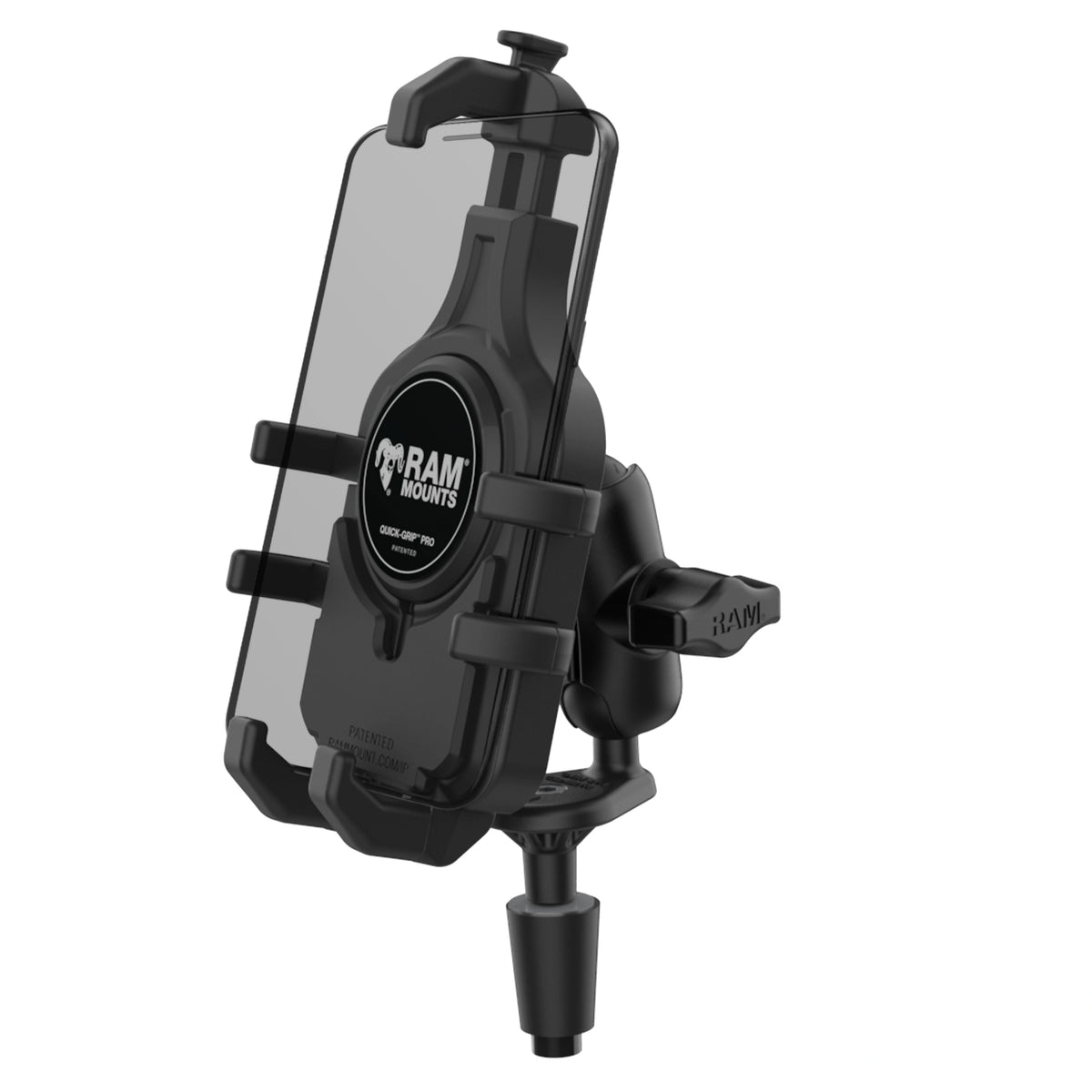 RAM Quick-Grip Pro Phone Fork Stem Mount Bundle (RAM-B-176-A-PD5U) assembled mount; phone and case are not included