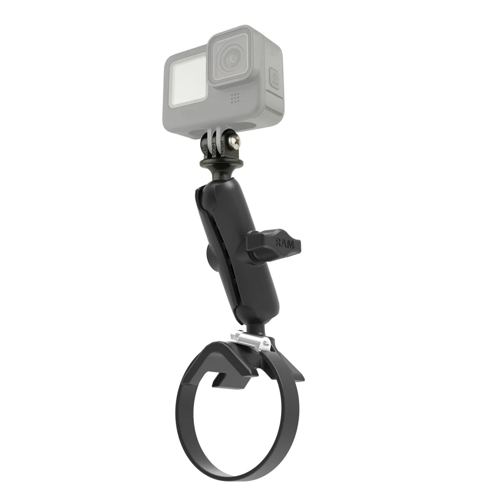 RAM Strap Clamp Mount w GoPro Adapter (RAM-B-108-GOP1U), assembled mount; camera shown is not included