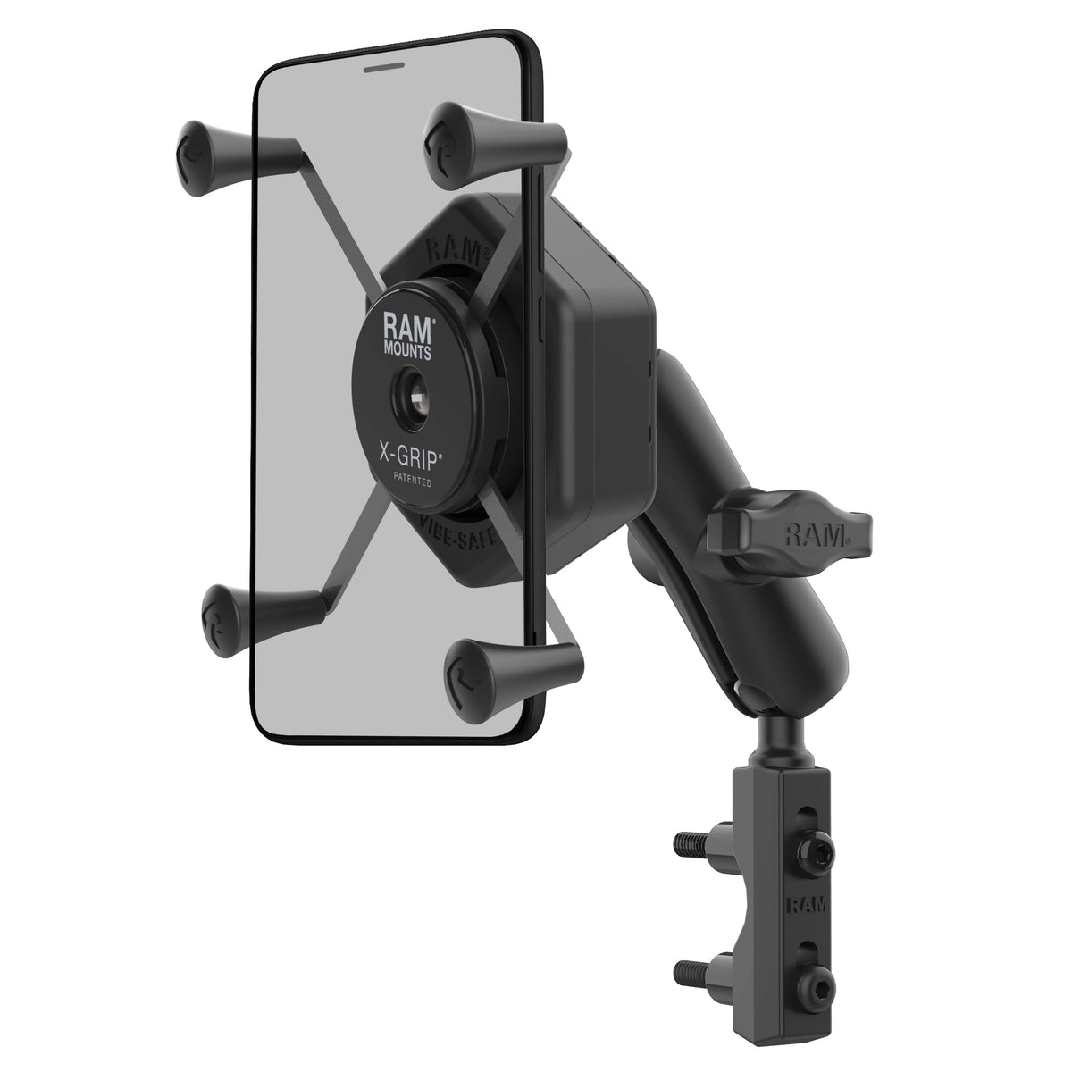 RAM Large X-Grip Vibe-Safe Brake Clutch Mount Bundle (RAM-B-174-UN10-462) assembled mount; phone and case are not included