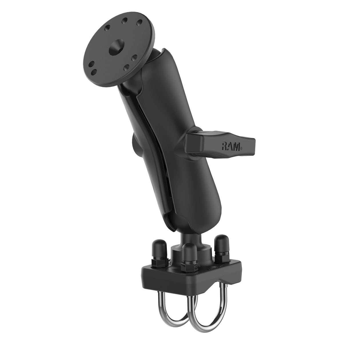 RAM double U-bolt base, medium C Size arm and round plate component configuration