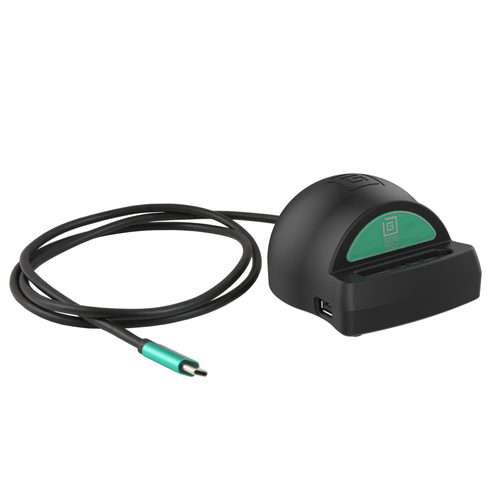 RAM-GDS-DOCK-D7AU black desktop dock and integrated USB-C power cable