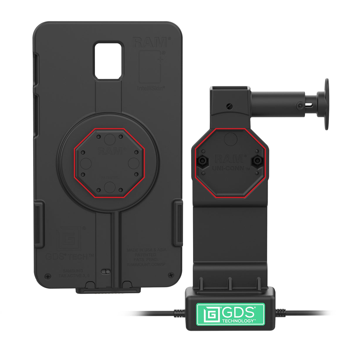 RAM-GDS-DOCK-U4CDU IntelliSkin adapter and dock alignment; case and adapter sold separately