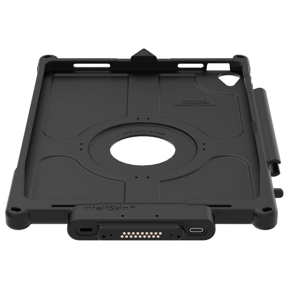 Bottom D-shaped GDS contacts and external USB-C port on RAM-GDS-SKIN-AP40-NG