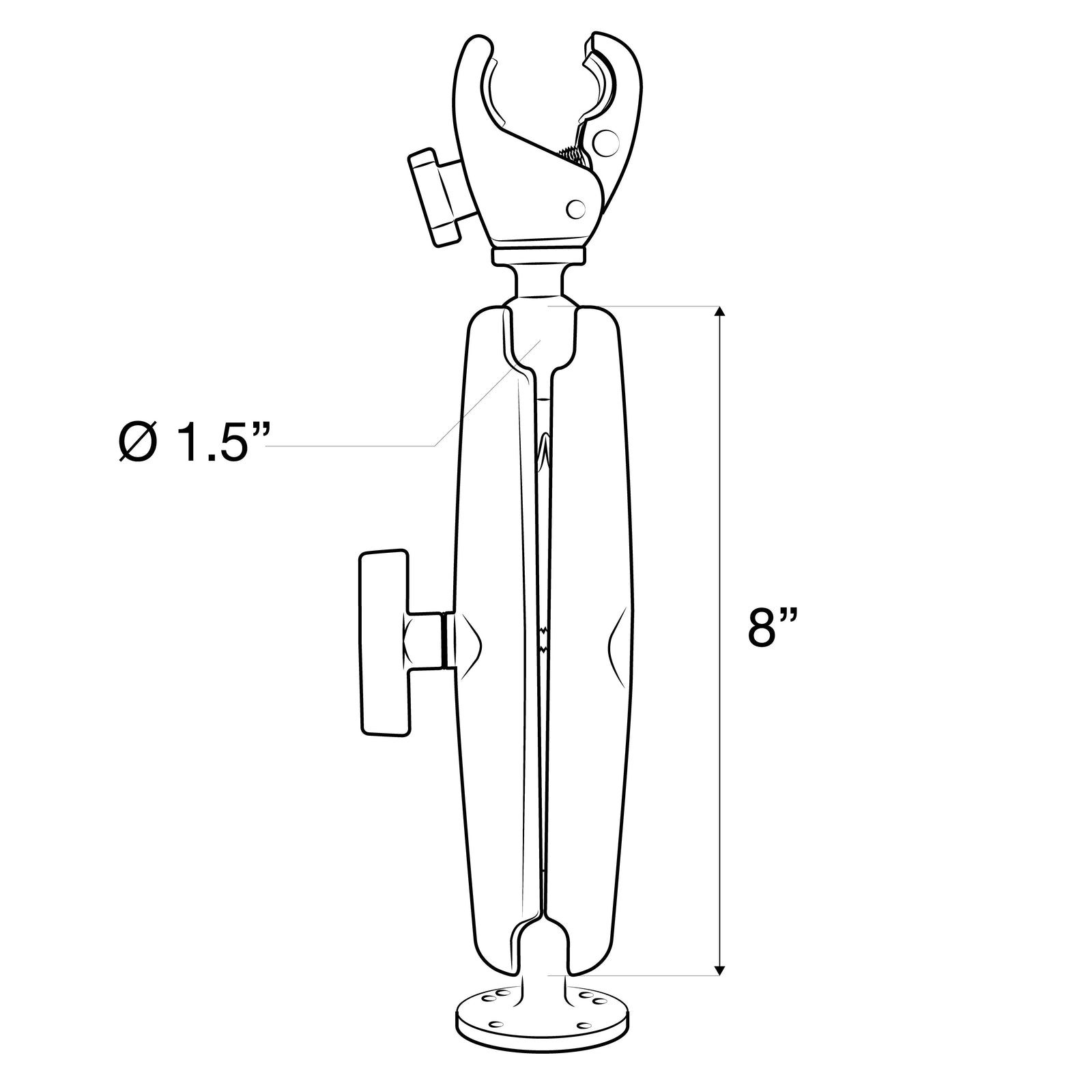 RAM Tough-Claw Trolling Motor Stabiliser Long Arm component configuration - view 4